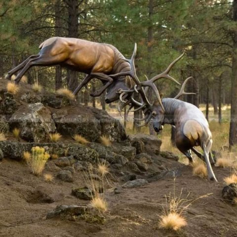 fighting deer statue