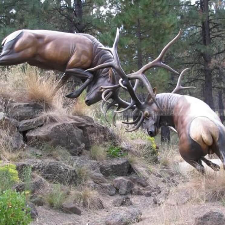 fighting deer statue