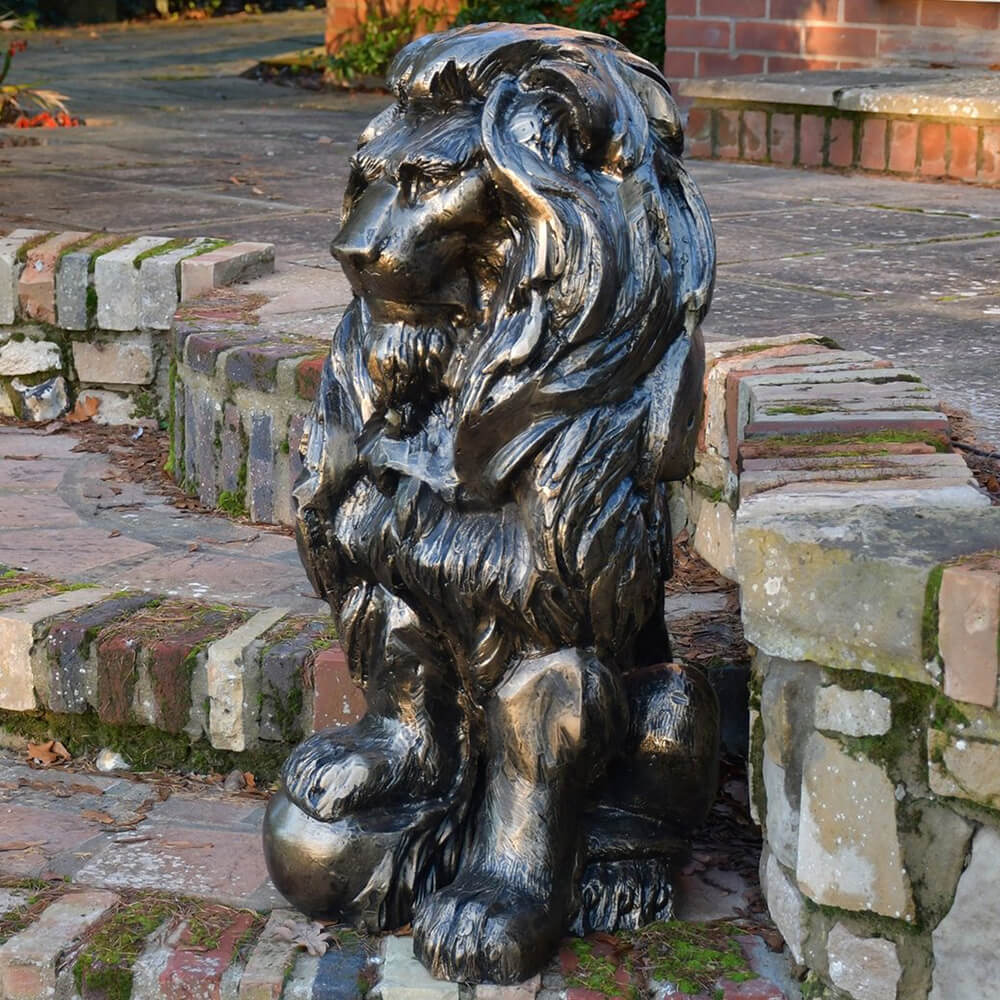 lion with ball statue