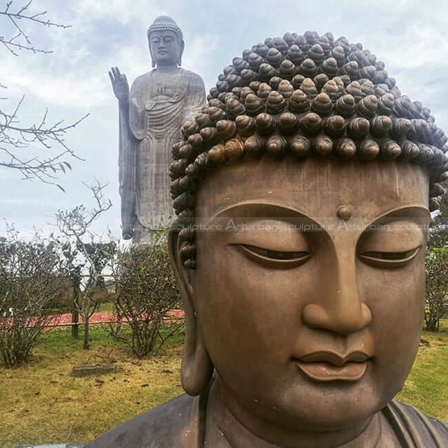 large buddha head statues