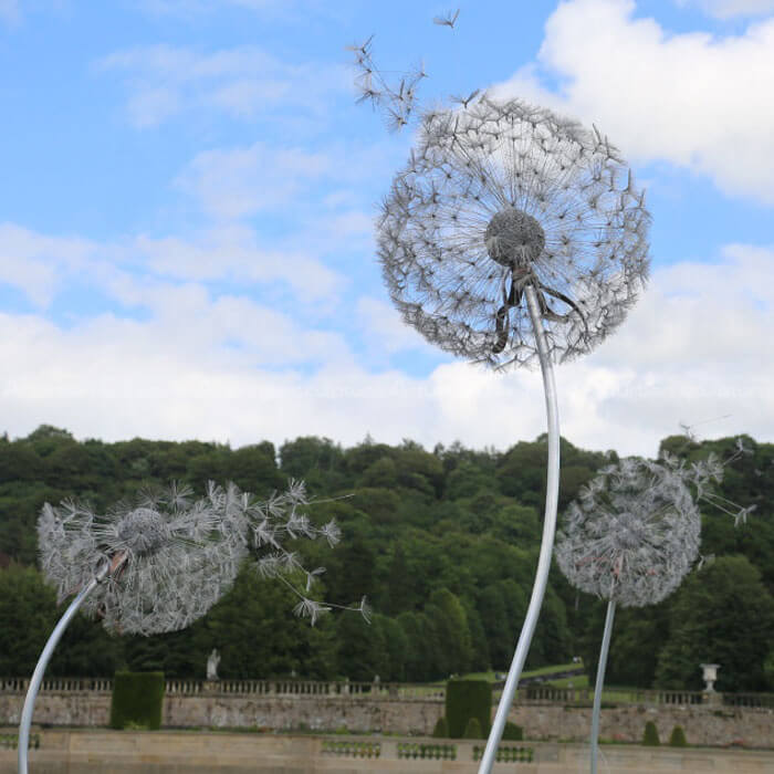stainless steel dandelion sculpture