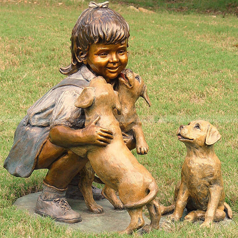 Girl With Her Dog Statue