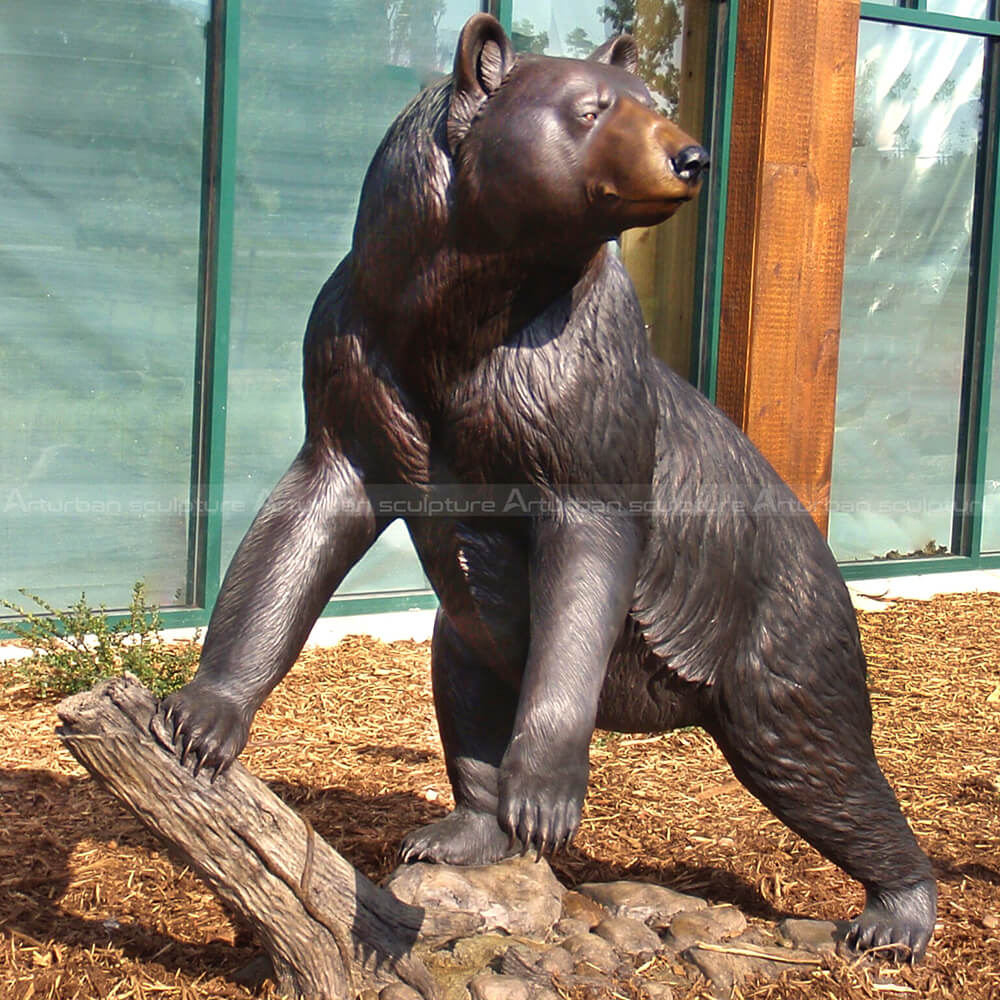 life size black bear statue