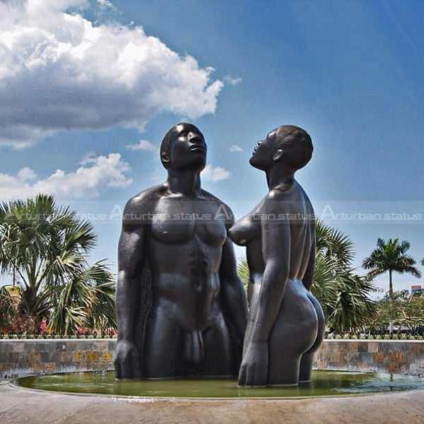 woman and man sculpture