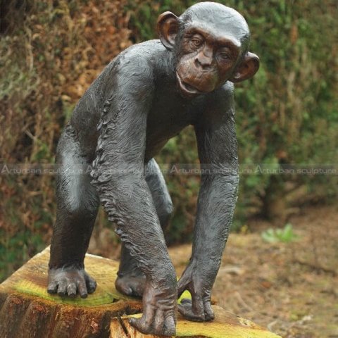 bronze chimpanzee sculpture
