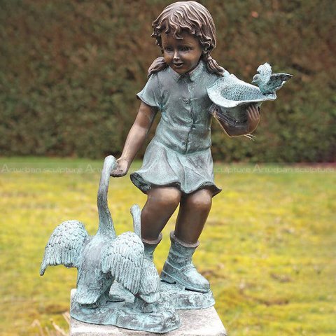goose girl bronze statue