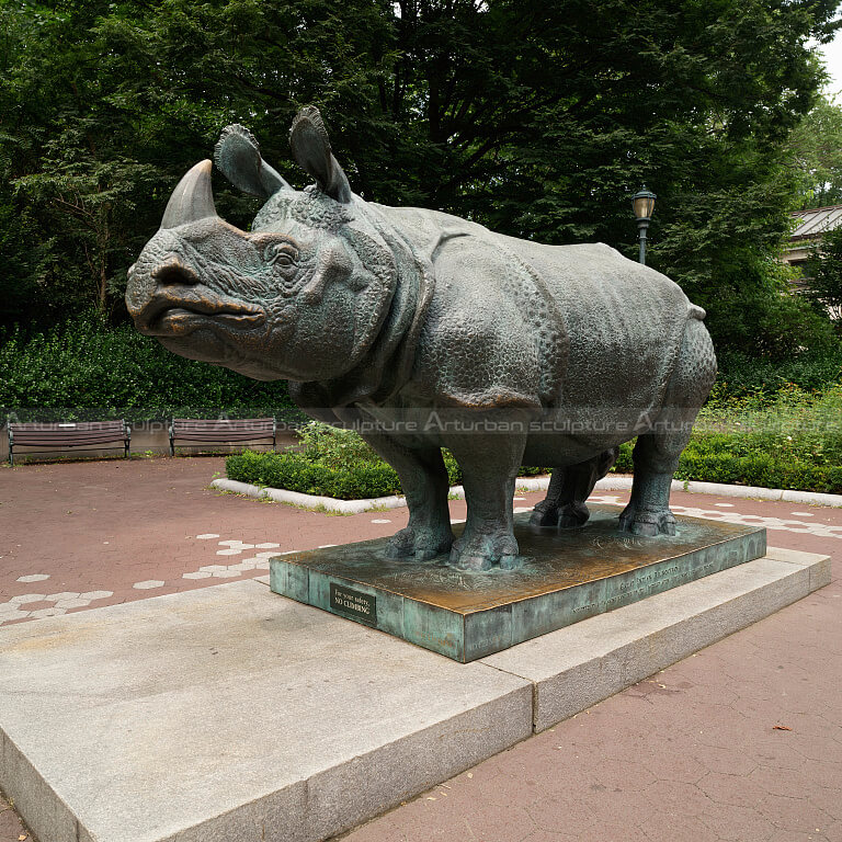 metal rhino sculpture