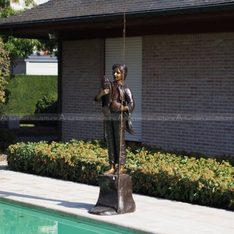 bronze children fishing statues
