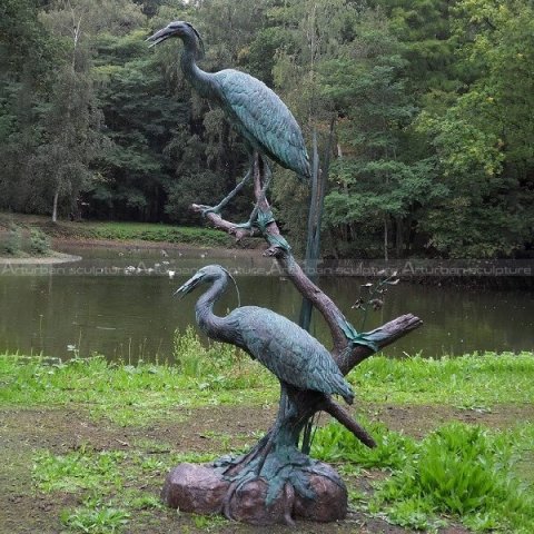blue heron statues for ponds