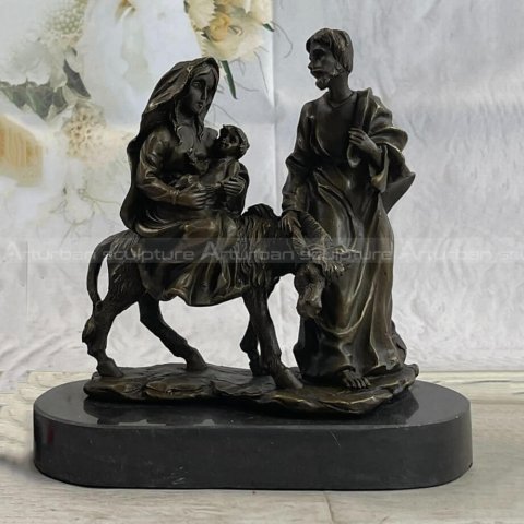 mary and joseph on donkey statue