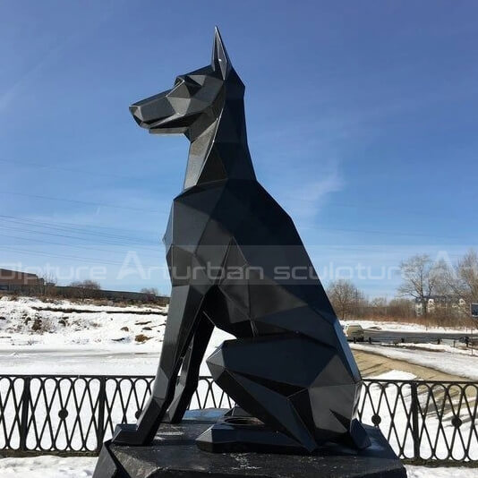geometric dog statue