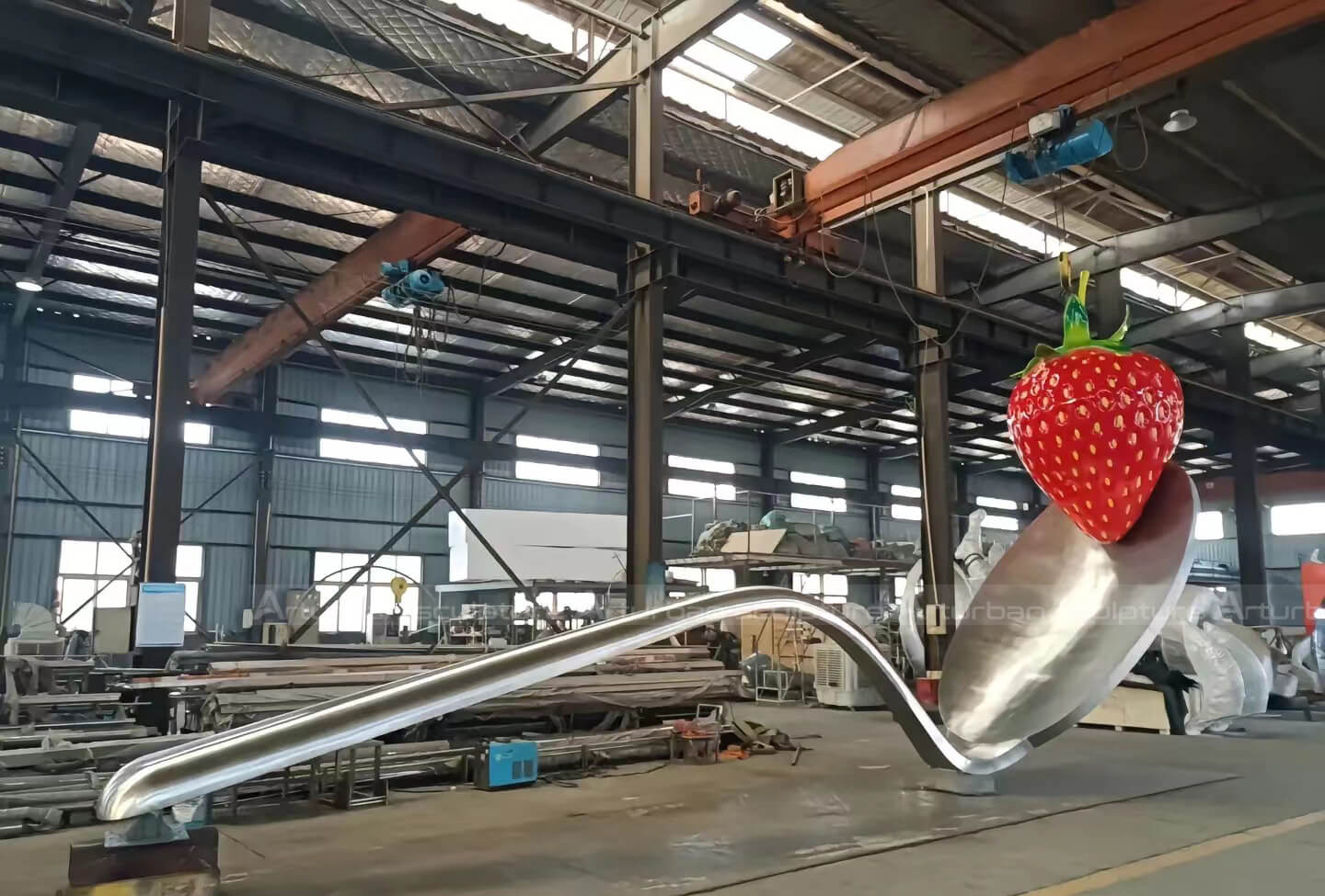 spoon and strawberry statue