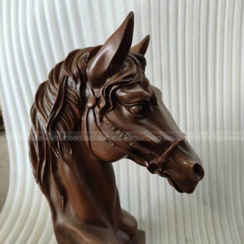 Brass Horse Head Statue
