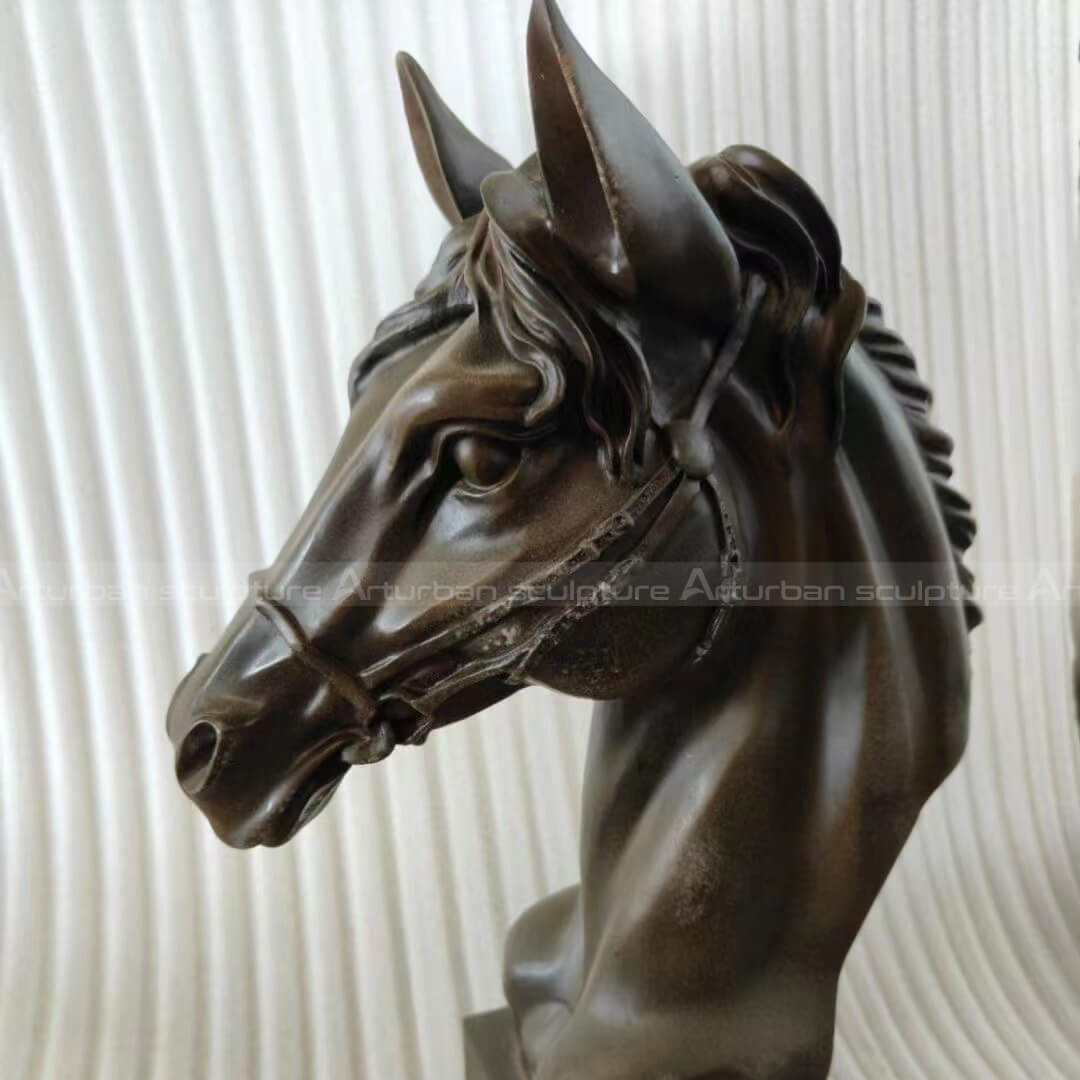 Brass Horse Head Statue