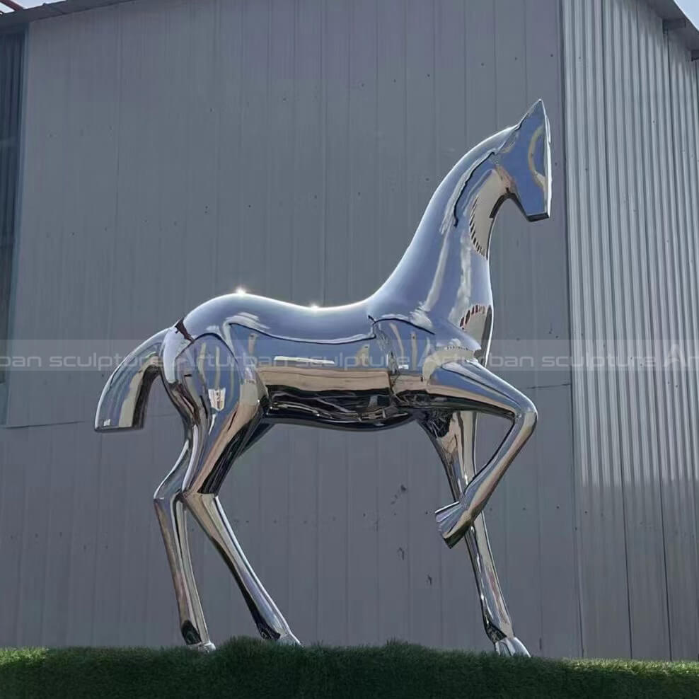silver horse statue