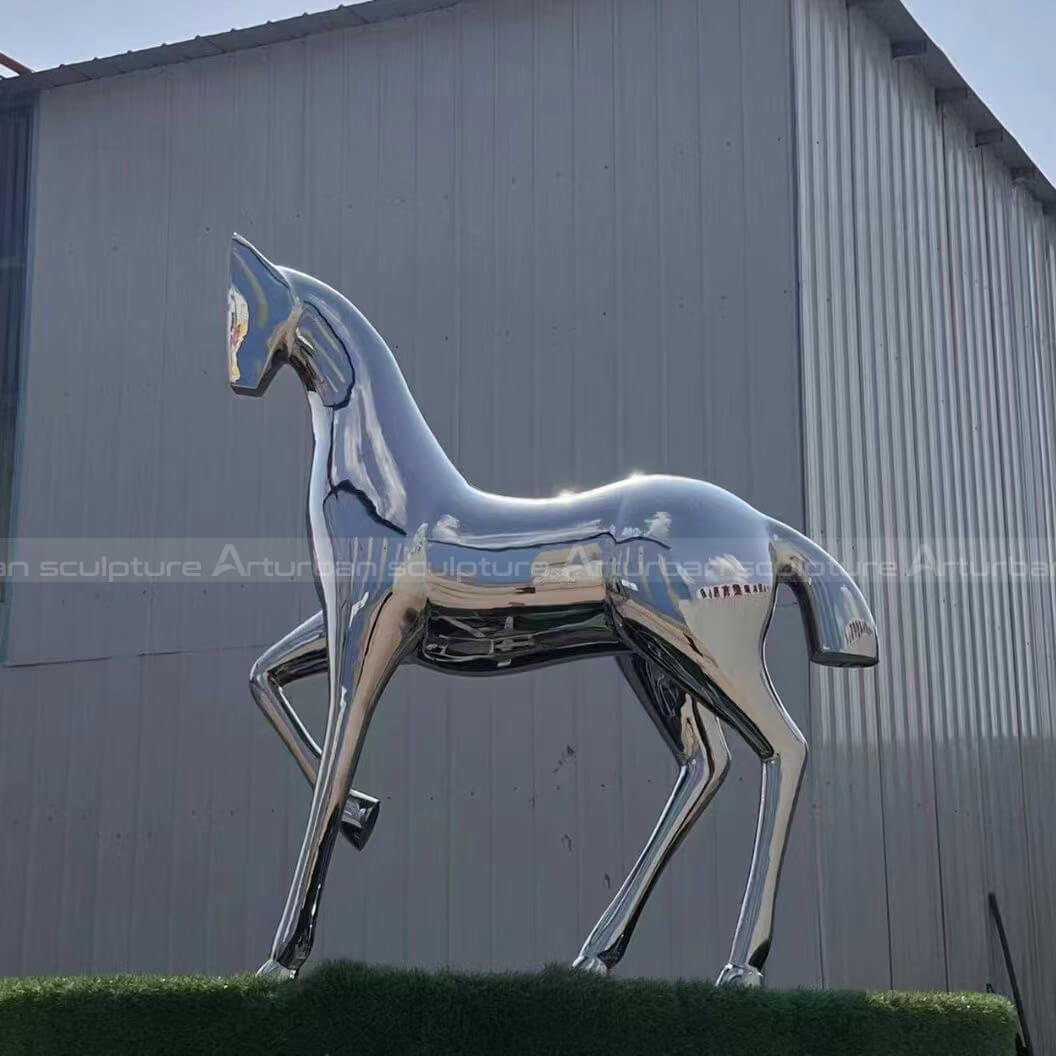 silver horse statue
