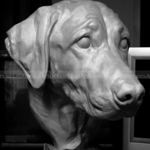 dog bust statue