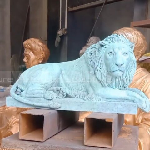 antique brass lion statue